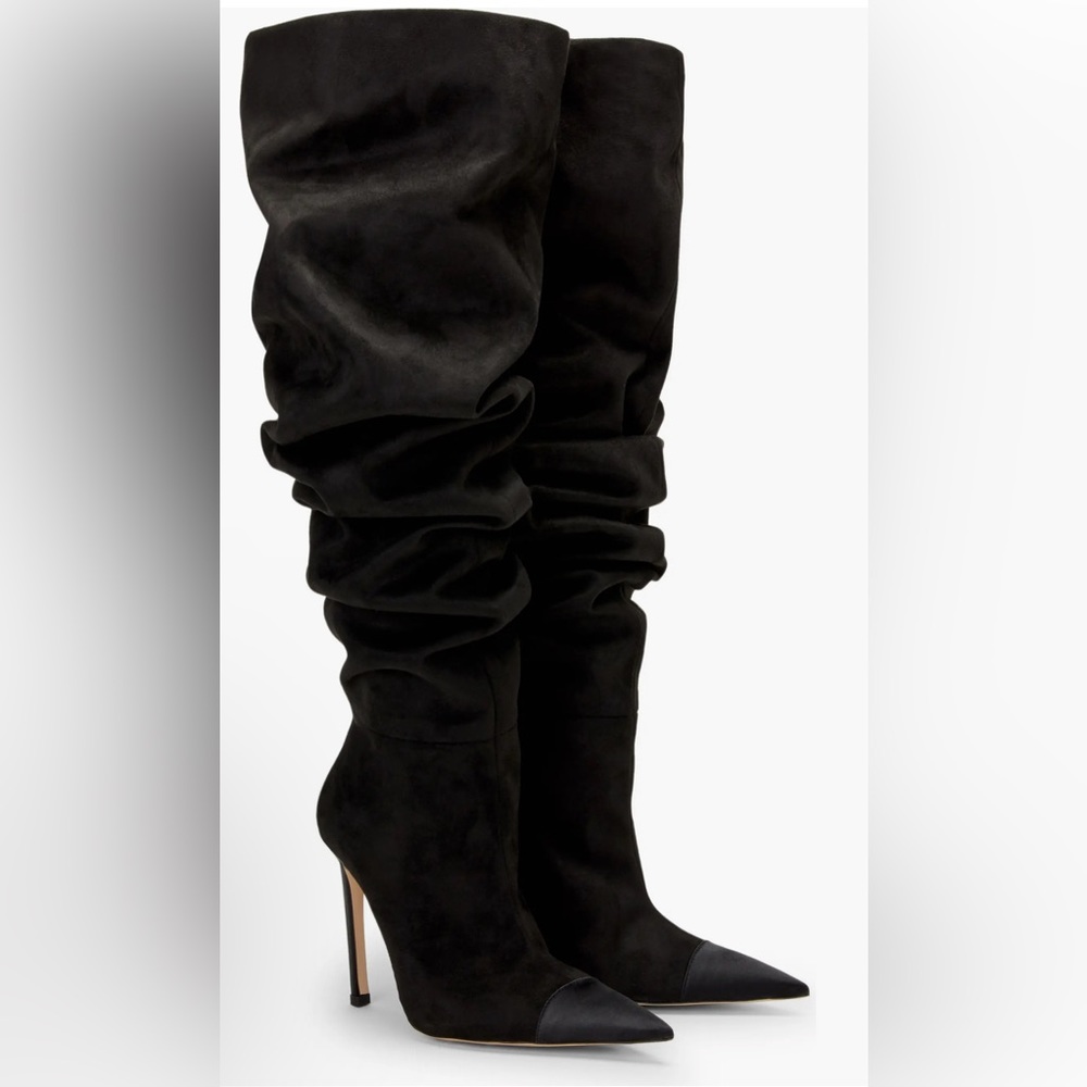 Good American Black suede over the knee boots - size 9 - NIB